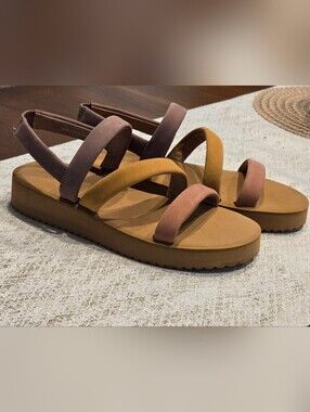 Madewell Leather Platform Slingback Boho Sandals Multicolor Size 8.5 Minimalist